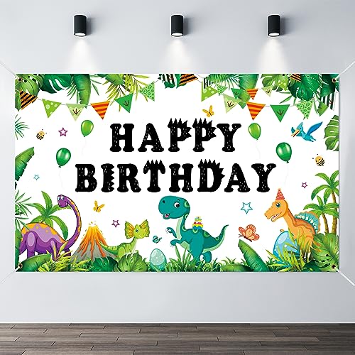 Ayearparty Dinosaur Backdrop for Boys Birthday Dino Themed Party Decorations Scales Photography Photo Studio Booth Banner Kids Baby Happy Birthday Background 71 x 43 Inch