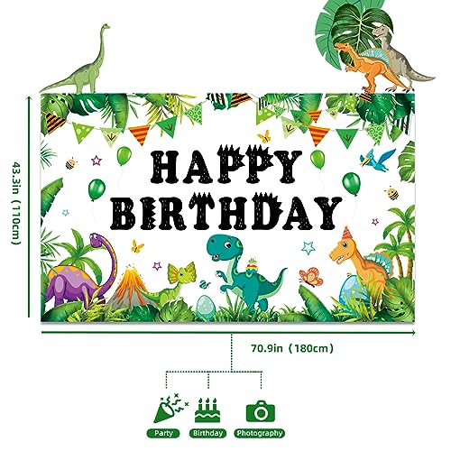 Ayearparty Dinosaur Backdrop for Boys Birthday Dino Themed Party Decorations Scales Photography Photo Studio Booth Banner Kids Baby Happy Birthday Background 71 x 43 Inch
