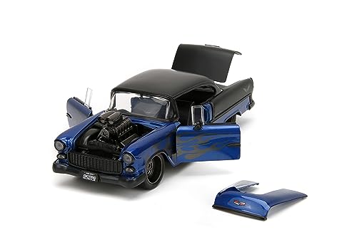 Big Time Muscle 1:24 1955 Chevy Bel-Air Die-Cast Car, Toys for Kids and Adults(Blue/Black)