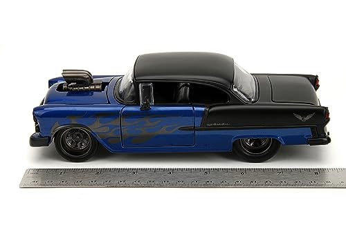 Big Time Muscle 1:24 1955 Chevy Bel-Air Die-Cast Car, Toys for Kids and Adults(Blue/Black)