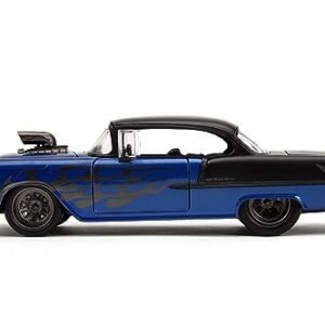 Big Time Muscle 1:24 1955 Chevy Bel-Air Die-Cast Car, Toys for Kids and Adults(Blue/Black)