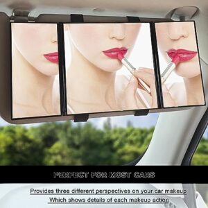 QUICTO Car Rearview Mirror, Foldable Car Sun Visor Makeup Mirror, 12 inch HD Universal, for Sedans, SUVs, Trucks, Cars (12in5.5in, Black)