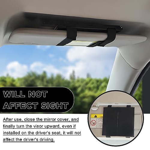 QUICTO Car Rearview Mirror, Foldable Car Sun Visor Makeup Mirror, 12 inch HD Universal, for Sedans, SUVs, Trucks, Cars (12in5.5in, Black)