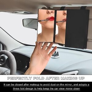 QUICTO Car Rearview Mirror, Foldable Car Sun Visor Makeup Mirror, 12 inch HD Universal, for Sedans, SUVs, Trucks, Cars (12in5.5in, Black)