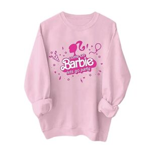 annapu come on let's go party sweatshirt women trendy girls shirt cute bachelorette pullover fall casual holiday tops pink