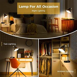 Bedside Desk Lamps for Bedroom - Grey Smoked Glass Shade Table Lamp with USB C Port, Fully Dimmable Small Lamps with USB Port and Outlet, Reading Nightstand Lamps for Office Living Room