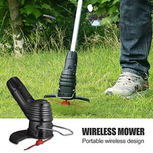Wireless Electric Lawn Mower 2000mah Li-ion Battery Adjustable Cordless Grass Trimmer Garden Pruning Tools - Lawn Mower - - (Style: B, Color: Black)