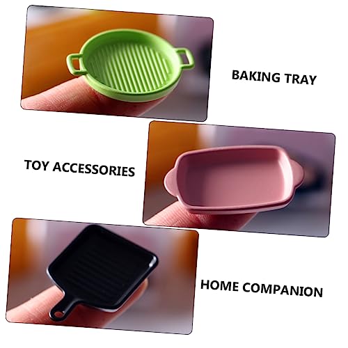 ibasenice 8 Pcs Mini Baking Dish Mini Miniatures Decorative Tray Miniature Furniture Baking Tray Kitchenware Miniature Steak Kitchen Utensils Props Ornaments Alloy Baking Tray Prop