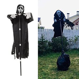 halloween ghostface scream scarecrow, screaming ghost hanging ghostface scarecrow detachable pole garden ghostface decoration for outdoor festive atmospheres horror props