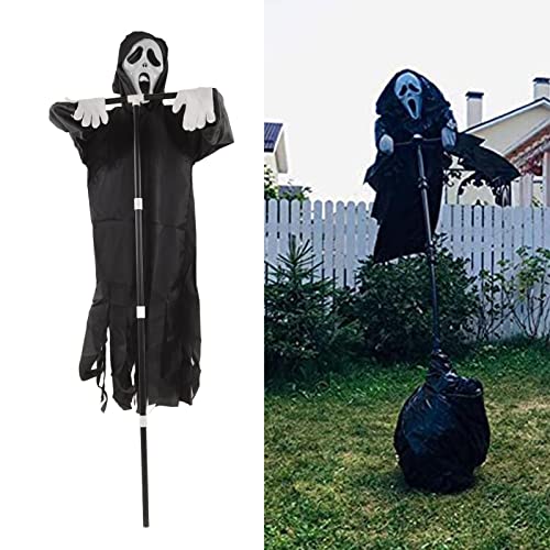 Halloween Ghostface Scream Scarecrow, Screaming Ghost Hanging Ghostface Scarecrow Detachable Pole Garden Ghostface Decoration for Outdoor Festive Atmospheres Horror Props