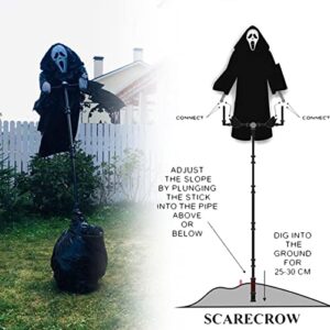 Halloween Ghostface Scream Scarecrow, Screaming Ghost Hanging Ghostface Scarecrow Detachable Pole Garden Ghostface Decoration for Outdoor Festive Atmospheres Horror Props