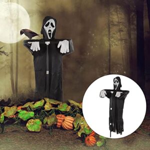 Halloween Ghostface Scream Scarecrow, Screaming Ghost Hanging Ghostface Scarecrow Detachable Pole Garden Ghostface Decoration for Outdoor Festive Atmospheres Horror Props