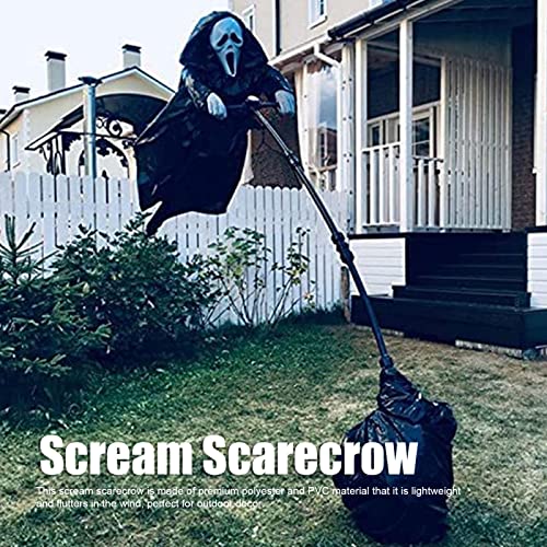 Halloween Ghostface Scream Scarecrow, Screaming Ghost Hanging Ghostface Scarecrow Detachable Pole Garden Ghostface Decoration for Outdoor Festive Atmospheres Horror Props