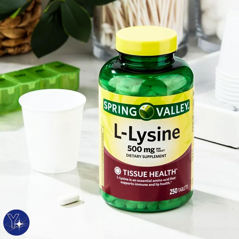 Spring Valley L-Lysine Dietary Supplement, 500 mg, 250 Count and Bookmark Gift of YOLOMOLO