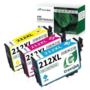 greenjob 212xl ink cartridges remanufactured replacement for epson 212 color ink cartridges 212 xl t212xl t212 ink cartridges for expression xp-4100 xp-4105 workforce wf-2830 wf-2850 printer (3 pack)