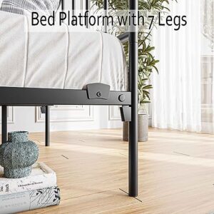 Modern Metal Daybed Frame, Heavy Duty Sofa Bed Platform with 7 Legs/Storage Space for Living Room Guest Room, Mattress Foundation Camas/Noise Free/No Box Spring Needed/Easy Assembly, Black