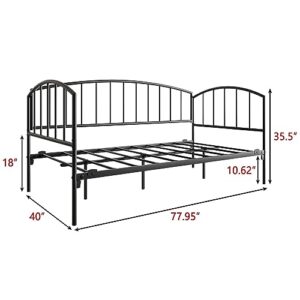 Modern Metal Daybed Frame, Heavy Duty Sofa Bed Platform with 7 Legs/Storage Space for Living Room Guest Room, Mattress Foundation Camas/Noise Free/No Box Spring Needed/Easy Assembly, Black
