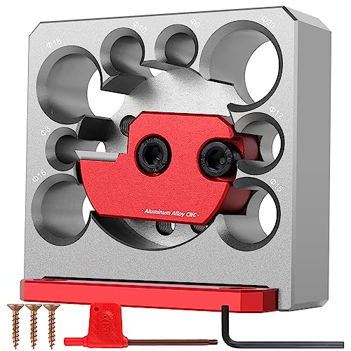 6Pcs Dowel Maker Jig Kit,Metric 8mm to 20mm Adjustable Dowel Maker with Carbide Blade,Electric Drill Milling Dowel Round Rod Auxiliary Tool for Wooden Rods Sticks Woodworking (Silver Red)