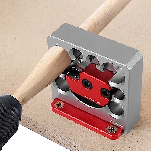 6Pcs Dowel Maker Jig Kit,Metric 8mm to 20mm Adjustable Dowel Maker with Carbide Blade,Electric Drill Milling Dowel Round Rod Auxiliary Tool for Wooden Rods Sticks Woodworking (Silver Red)
