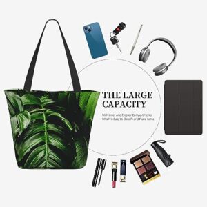 VACSAX Tote Bag for Women Reusable Shopping Bags tropical green leaves Print Shoulder Handbag Aesthetic Totes for Grocery