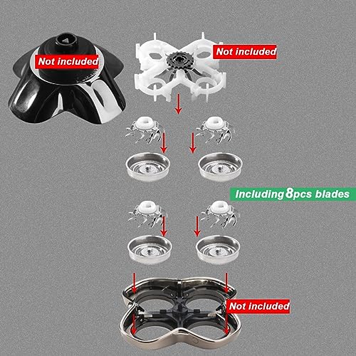 MAWAER 8 PCS Head Shaver replacement Blades for SKULL SHAVER Pitbull Carver PRO 4 Head Electric Razor Replacement head