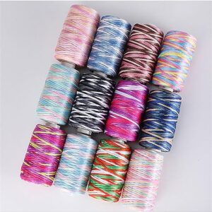 2Roll 100G 3mm Flat Polypropylene Ribbon, Lightweight Colorful Knitting Ribbon Twine Bright Silk Thread Yarn for DIY Crochet Sun Hat Bag Slippers Cushion