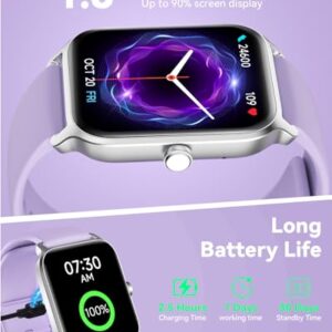 Quican Smart Watch for Women, 1.8 Inch Fitness Watch with Bluetooth Call/Alexa Voice for Android iPhone, Smartwatch Tracker with 100 Sports, Steps/Calorie/SpO2/Heart Rate/Sleep Monitor (Purple)