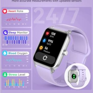 Quican Smart Watch for Women, 1.8 Inch Fitness Watch with Bluetooth Call/Alexa Voice for Android iPhone, Smartwatch Tracker with 100 Sports, Steps/Calorie/SpO2/Heart Rate/Sleep Monitor (Purple)