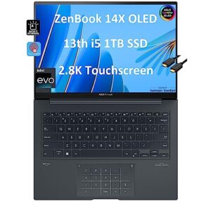 asus zenbook 14 14x oled 14.5/inch qhd+120hz touchscreen(intel 13th gen i5-13500h,8gb ram,1tb ssd,12-core(beat i7-1250u))business laptop,numberpad,backlit,fhd webcam,ist hdmi,win 11 home inkwell gray