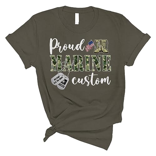 Personalized Marines Army Mom Shirts, Custom Marine Shirts for Women, Proud Aunt of A Us Marine, Army Sister Shirt, Army Fiance Shirt, Army Gifts for Mom, Dad, Wife, Family, Girlfriend