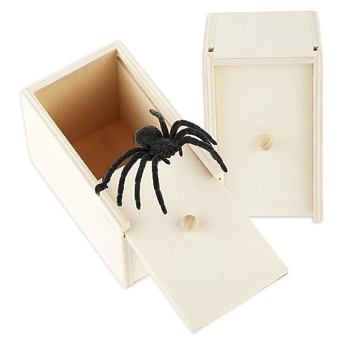 WLLHYF Original Spider Prank Box, Handcrafted Wooden Spider Money Surprise Box Halloween Pranks Stuff Toys for Adults Kids