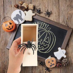 WLLHYF Original Spider Prank Box, Handcrafted Wooden Spider Money Surprise Box Halloween Pranks Stuff Toys for Adults Kids