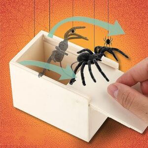 WLLHYF Original Spider Prank Box, Handcrafted Wooden Spider Money Surprise Box Halloween Pranks Stuff Toys for Adults Kids