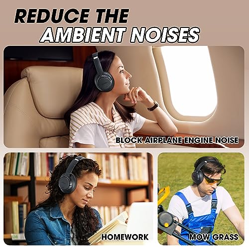 BERIBES Upgraded Hybrid Active Noise Cancelling Headphones with Transparent Modes,65H Playtime Bluetooth Headphones Wireless Bluetooth with Mic, Deep Bass,3.5MM Cable,Soft-Earpads,Fast Charging-Black