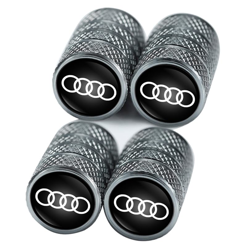 for Audi Car Tire Valve Stem Caps Dust Caps Work for Audi A1 A3 RS3 A4 A5 A6 A7 RS7 A8 Q3 Q5 Q7 R8 S Series,4Pcs Caps for Car Tire Valve Stem for Car Tires,Leak-Proof Anti-Corrosion,Black