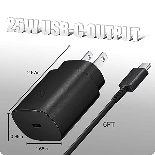 25W Fast Charge Type C Samsung Super Fast Charging 2 Pack with 6FT Android Type C Phone Charger Cable for Samsung Galaxy S21 Ultra/S20 Ultra/Note 20/Note 10/Z Fold 3/s10+/s10e/s9/s9 Plus/s8/s8 Plus