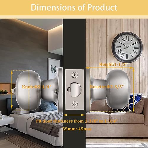 Knobonly 2 Pack Keyed Alike Door Knobs with Lock and Key, Entry Door Lock with Same Keys, Front Door Handles Lock with Key, Brushed Nickel Door Knobs with Lock and Keyes