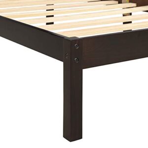 POCIYIHOME Queen Wood Platform Bed Frame with Headboard, Modern Bed Frame with Solid Wood Slat and Support Legs for Bedroom, Simple and Classic Design, No Box Spring Need, Espresso (Queen)