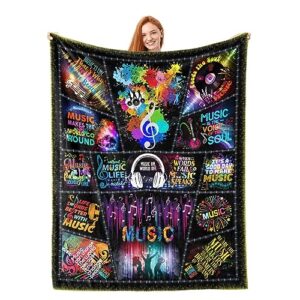 music gifts blanket, music note blanket, gifts for music lover music decor blankets, soft flannel music blanket for couch bed, music gifts for men women 60"x 50"