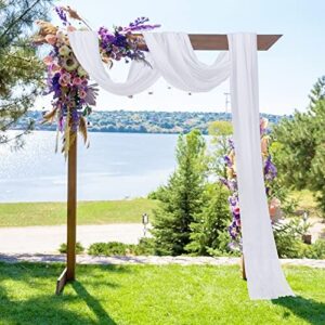 Elvaesther White Drapes Sheer Backdrop Curtain, Wedding Arch Draping Fabric, 2ft X 18ft Drapery Outdoor Background Photography Props Decorations for Ceremony Reception Party Ceiling Backdrop