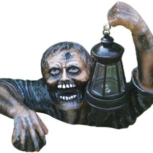 2023 Halloween Decorations Zombie with Solar Led Lantern,Resin Zombie Garden Statue Decoration for Halloween Graveyard Decor Halloween Decorations for Patio Yard Holiday Garden