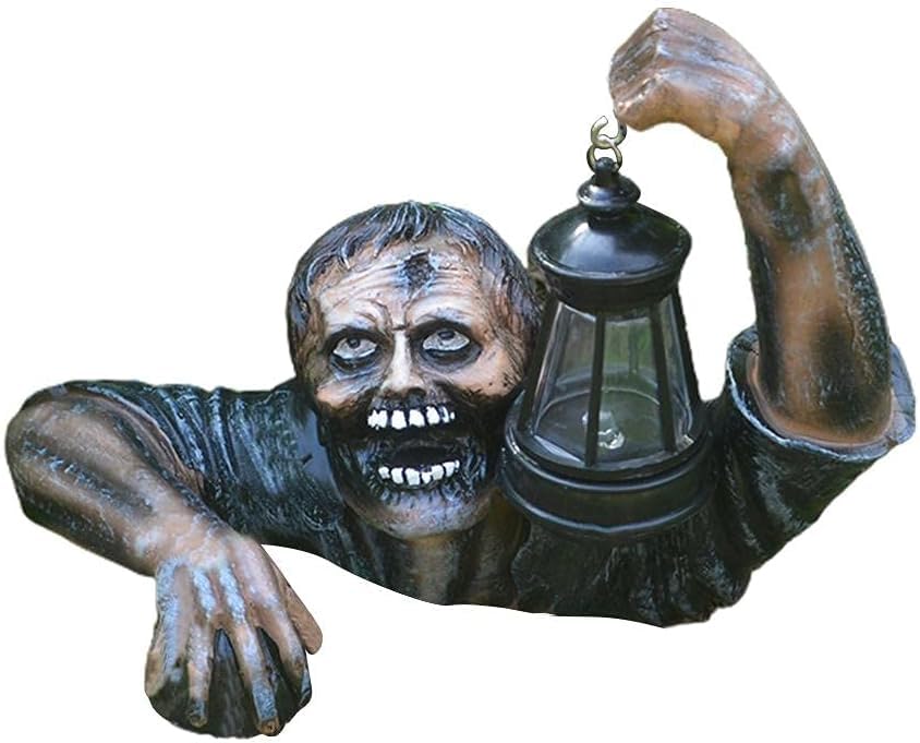 2023 Halloween Decorations Zombie with Solar Led Lantern,Resin Zombie Garden Statue Decoration for Halloween Graveyard Decor Halloween Decorations for Patio Yard Holiday Garden