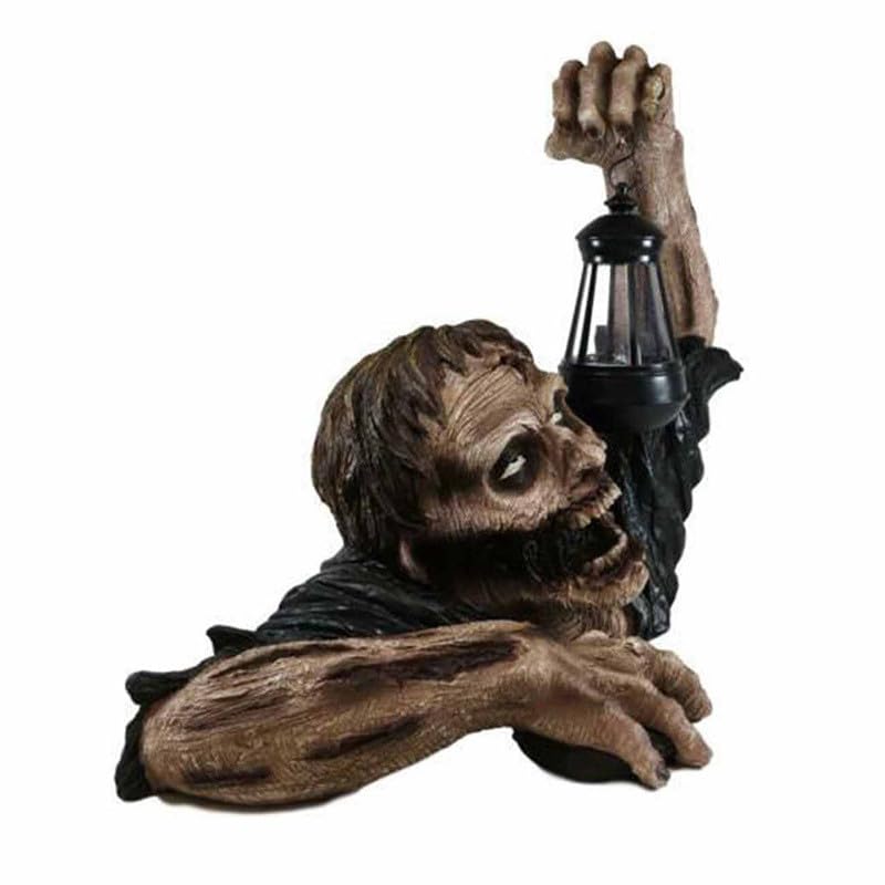 2023 Halloween Decorations Zombie with Solar Led Lantern,Resin Zombie Garden Statue Decoration for Halloween Graveyard Decor Halloween Decorations for Patio Yard Holiday Garden