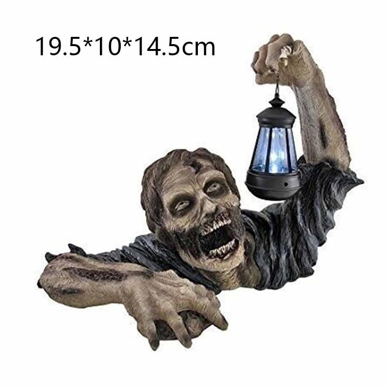 2023 Halloween Decorations Zombie with Solar Led Lantern,Resin Zombie Garden Statue Decoration for Halloween Graveyard Decor Halloween Decorations for Patio Yard Holiday Garden