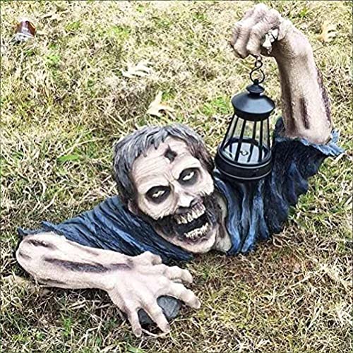 2023 Halloween Decorations Zombie with Solar Led Lantern,Resin Zombie Garden Statue Decoration for Halloween Graveyard Decor Halloween Decorations for Patio Yard Holiday Garden