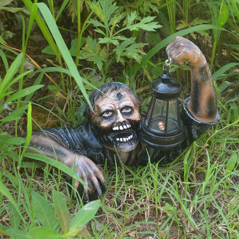 2023 Halloween Decorations Zombie with Solar Led Lantern,Resin Zombie Garden Statue Decoration for Halloween Graveyard Decor Halloween Decorations for Patio Yard Holiday Garden