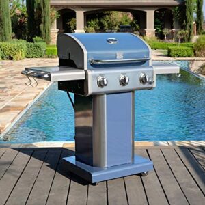 Kenmore 3-Burner Outdoor BBQ Grill | Liquid Propane Barbecue Gas Grill with Folding Sides & Grill Cover for Outdoor Grill, 56 Inch, Waterproof, Weather- UV- and Fade-Resistant