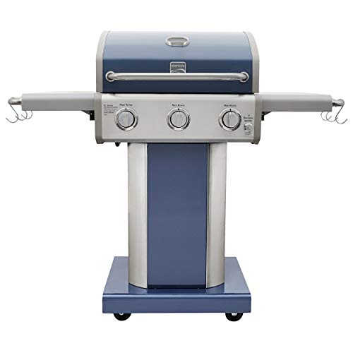 Kenmore 3-Burner Outdoor BBQ Grill | Liquid Propane Barbecue Gas Grill with Folding Sides & Grill Cover for Outdoor Grill, 56 Inch, Waterproof, Weather- UV- and Fade-Resistant