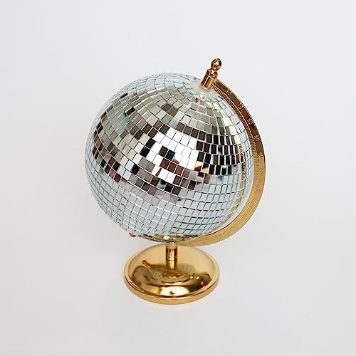 ALARA Designs Disco Ball – Unique Disco Ball Décor Globe – Luxurious Light Reflecting Desk Globe – Gold and Mirror World Globe – Fully Rotating Mini Disco Ball – Fun and Cool Design – 11 x 8 inch