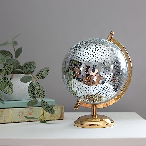 ALARA Designs Disco Ball – Unique Disco Ball Décor Globe – Luxurious Light Reflecting Desk Globe – Gold and Mirror World Globe – Fully Rotating Mini Disco Ball – Fun and Cool Design – 11 x 8 inch